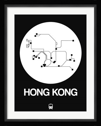 Framed Hong Kong White Subway Map Print