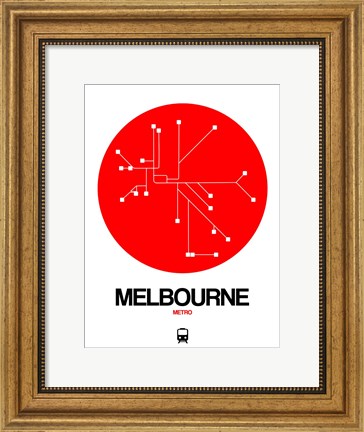 Framed Melbourne Red Subway Map Print