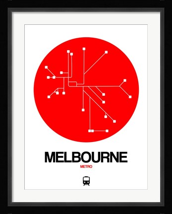 Framed Melbourne Red Subway Map Print