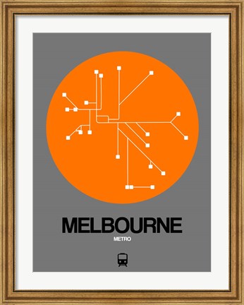 Framed Melbourne Orange Subway Map Print