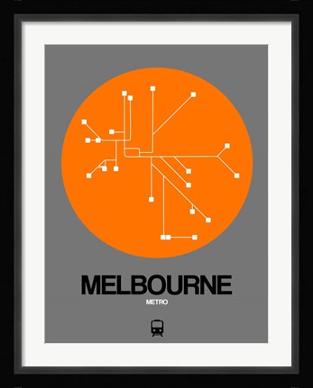 Framed Melbourne Orange Subway Map Print