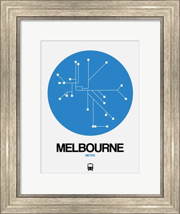 Framed Melbourne Blue Subway Map Print