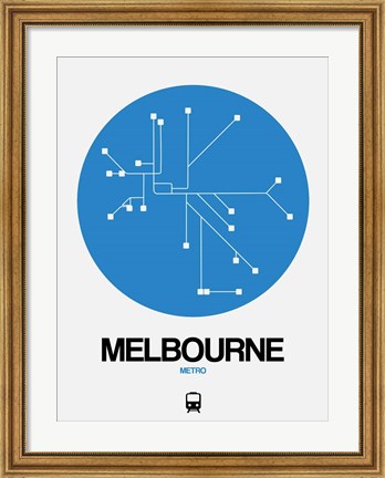 Framed Melbourne Blue Subway Map Print