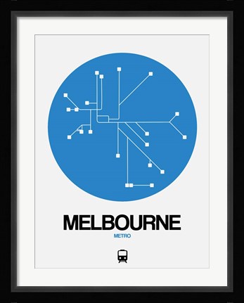 Framed Melbourne Blue Subway Map Print