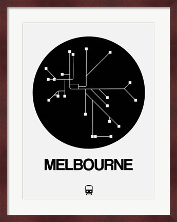 Framed Melbourne Black Subway Map Print