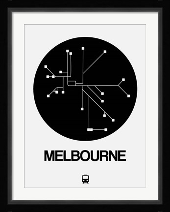 Framed Melbourne Black Subway Map Print