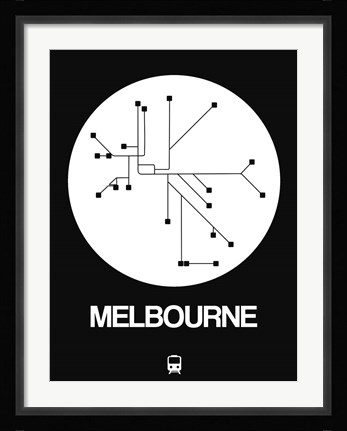 Framed Melbourne White Subway Map Print