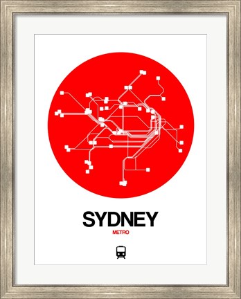 Framed Sydney Red Subway Map Print
