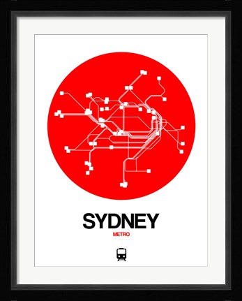 Framed Sydney Red Subway Map Print
