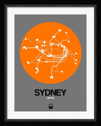 Framed Sydney Orange Subway Map Print