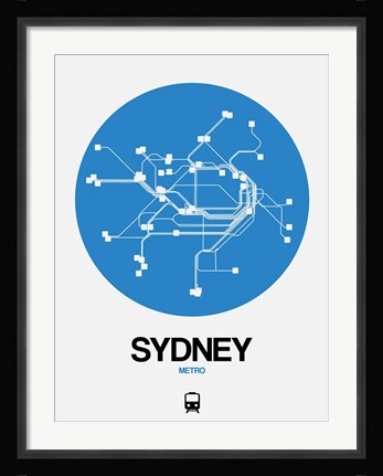 Framed Sydney Blue Subway Map Print