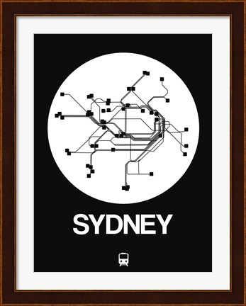 Framed Sydney White Subway Map Print