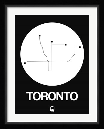 Framed Toronto White Subway Map Print