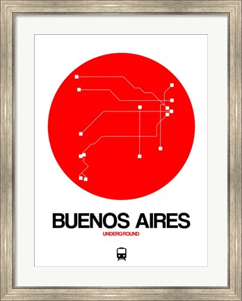 Framed Buenos Aires Red Subway Map Print