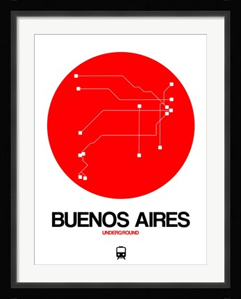 Framed Buenos Aires Red Subway Map Print