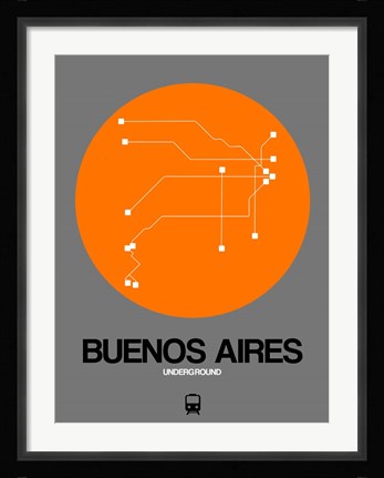 Framed Buenos Aires Orange Subway Map Print