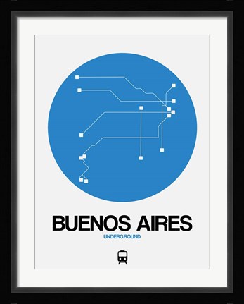 Framed Buenos Aires Blue Subway Map Print
