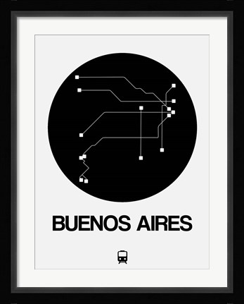 Framed Buenos Aires Black Subway Map Print