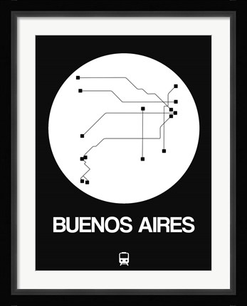 Framed Buenos Aires White Subway Map Print