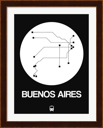 Framed Buenos Aires White Subway Map Print