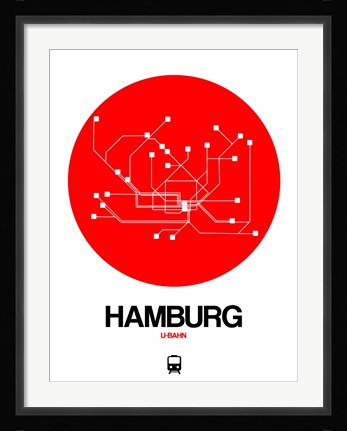 Framed Hamburg Red Subway Map Print