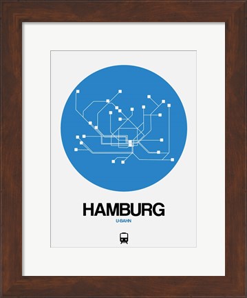 Framed Hamburg Blue Subway Map Print