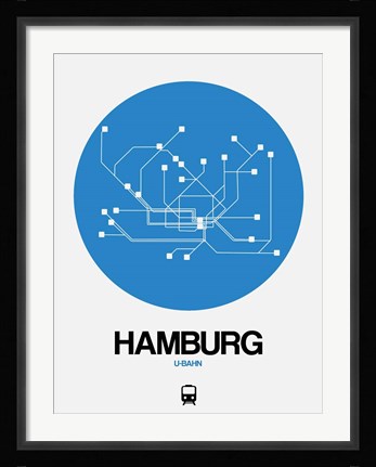 Framed Hamburg Blue Subway Map Print