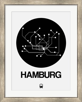 Framed Hamburg Black Subway Map Print