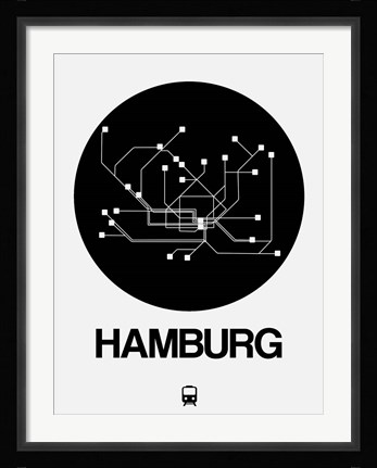 Framed Hamburg Black Subway Map Print