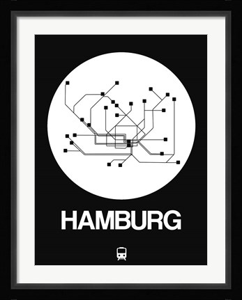 Framed Hamburg White Subway Map Print