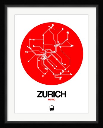 Framed Zurich Red Subway Map Print