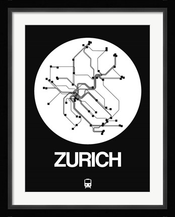 Framed Zurich White Subway Map Print