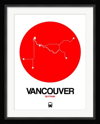 Framed Vancouver Red Subway Map Print