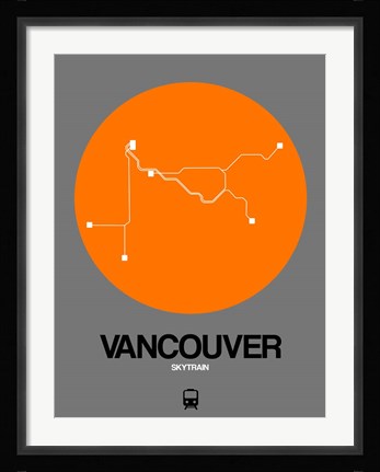 Framed Vancouver Orange Subway Map Print