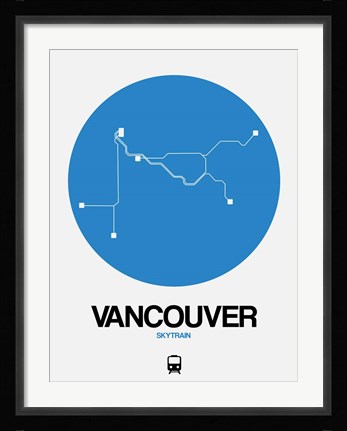 Framed Vancouver Blue Subway Map Print