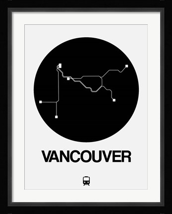 Framed Vancouver Black Subway Map Print