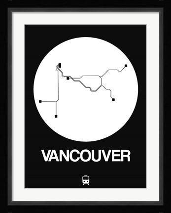 Framed Vancouver White Subway Map Print