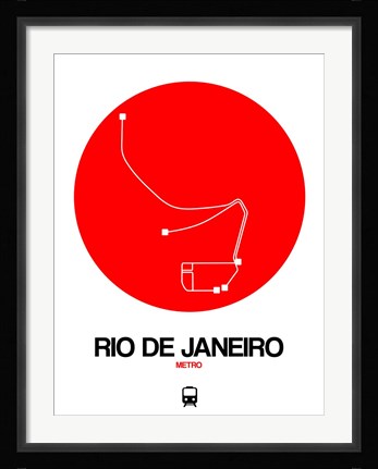 Framed Rio De Janeiro Red Subway Map Print