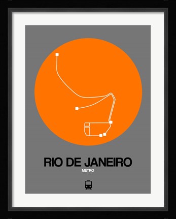 Framed Rio De Janeiro Orange Subway Map Print