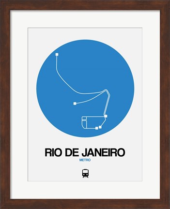 Framed Rio De Janeiro Blue Subway Map Print