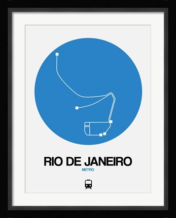 Framed Rio De Janeiro Blue Subway Map Print