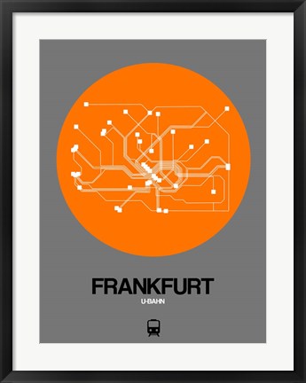 Framed Frankfurt Orange Subway Map Print