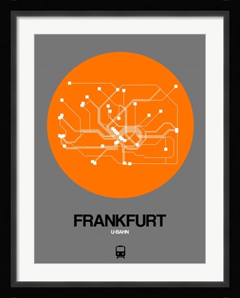 Framed Frankfurt Orange Subway Map Print