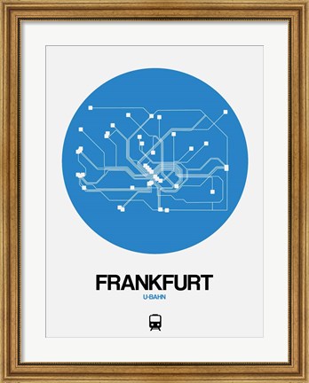 Framed Frankfurt Blue Subway Map Print