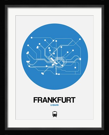 Framed Frankfurt Blue Subway Map Print