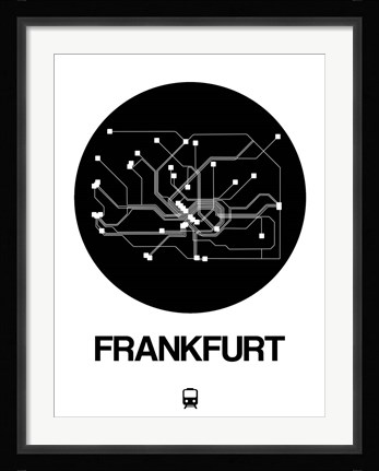 Framed Frankfurt Black Subway Map Print