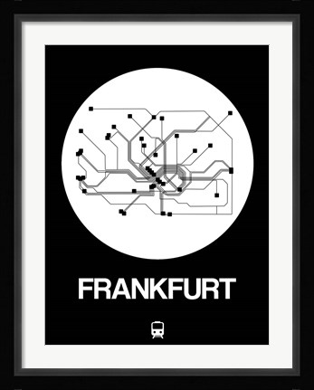 Framed Frankfurt White Subway Map Print