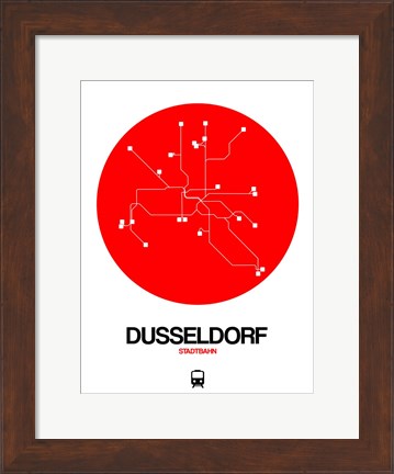 Framed Dusseldorf Red Subway Map Print