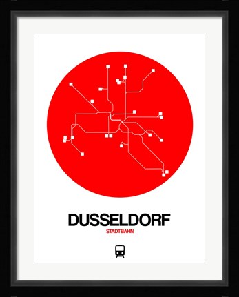 Framed Dusseldorf Red Subway Map Print