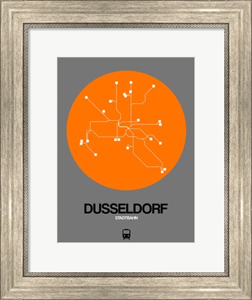 Framed Dusseldorf Orange Subway Map Print